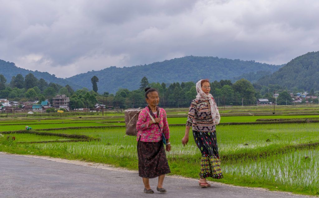 Apatani ladies walking home - Hari Village, Ziro Valley