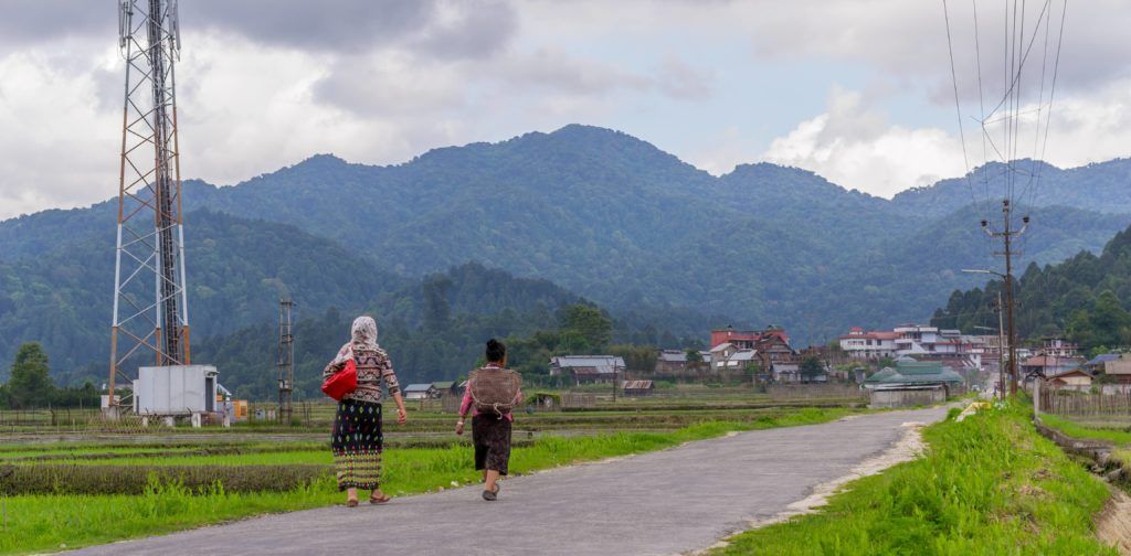 Apatani ladies walking home - Hari Village, Ziro Valley