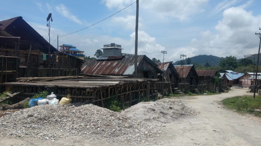 Traditional apatani houses in village