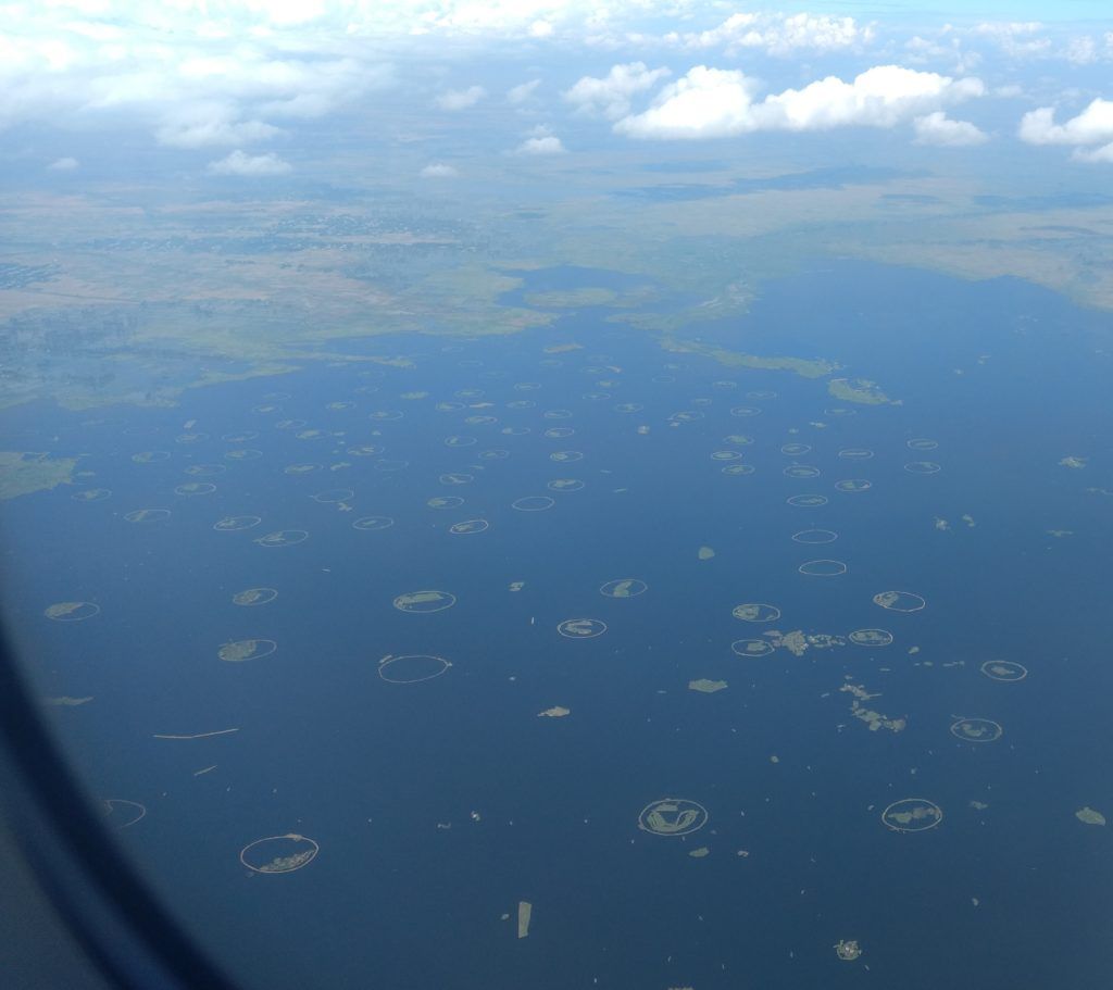 The Phumdis of Loktak Lake - Manipur from flight